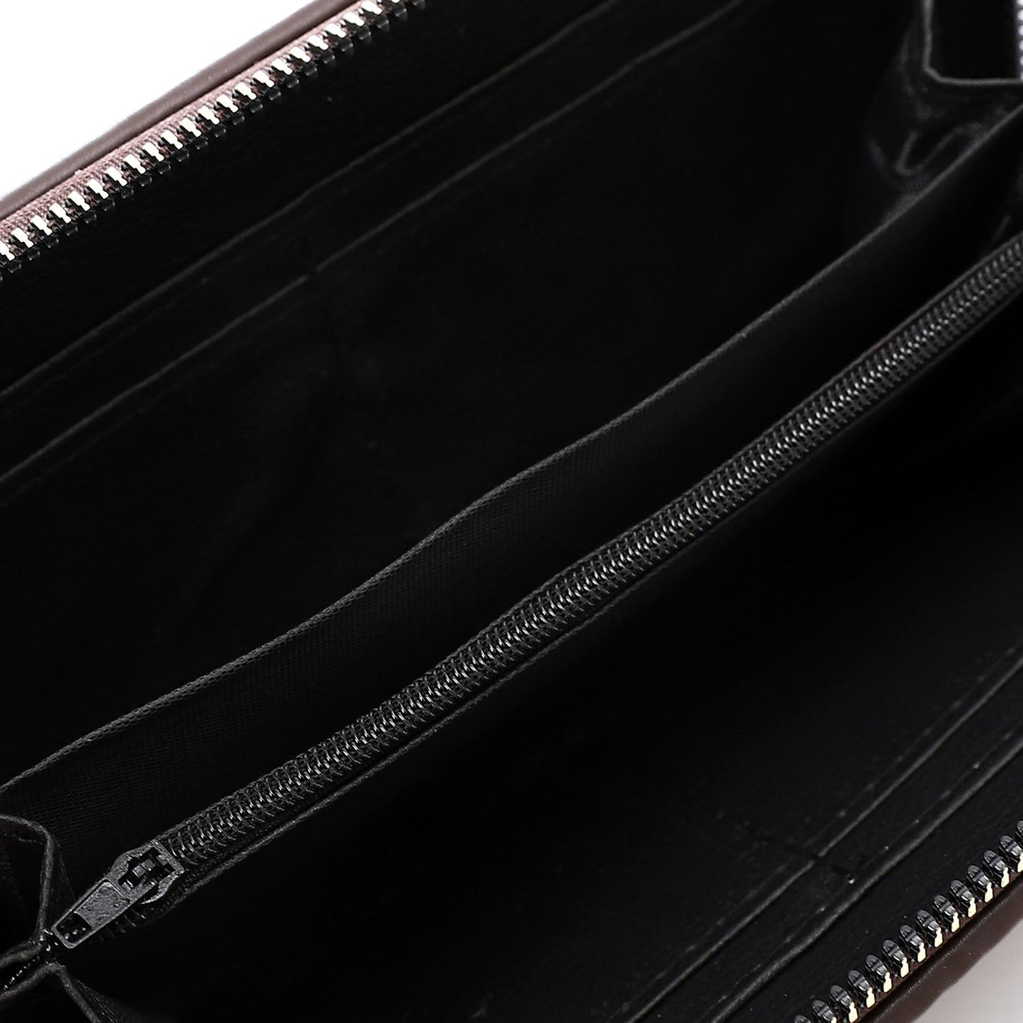 Synthetic Leather Zipped Wallet - Brown