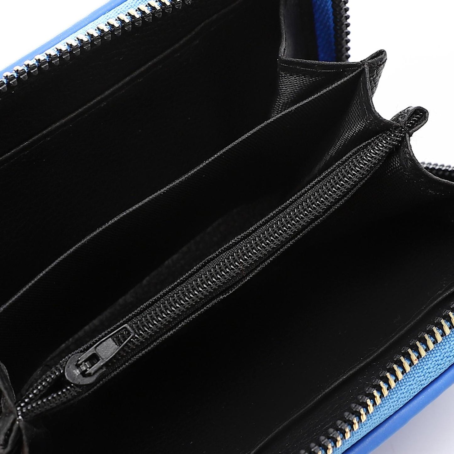 Synthetic Leather Zipped Wallet - Navy