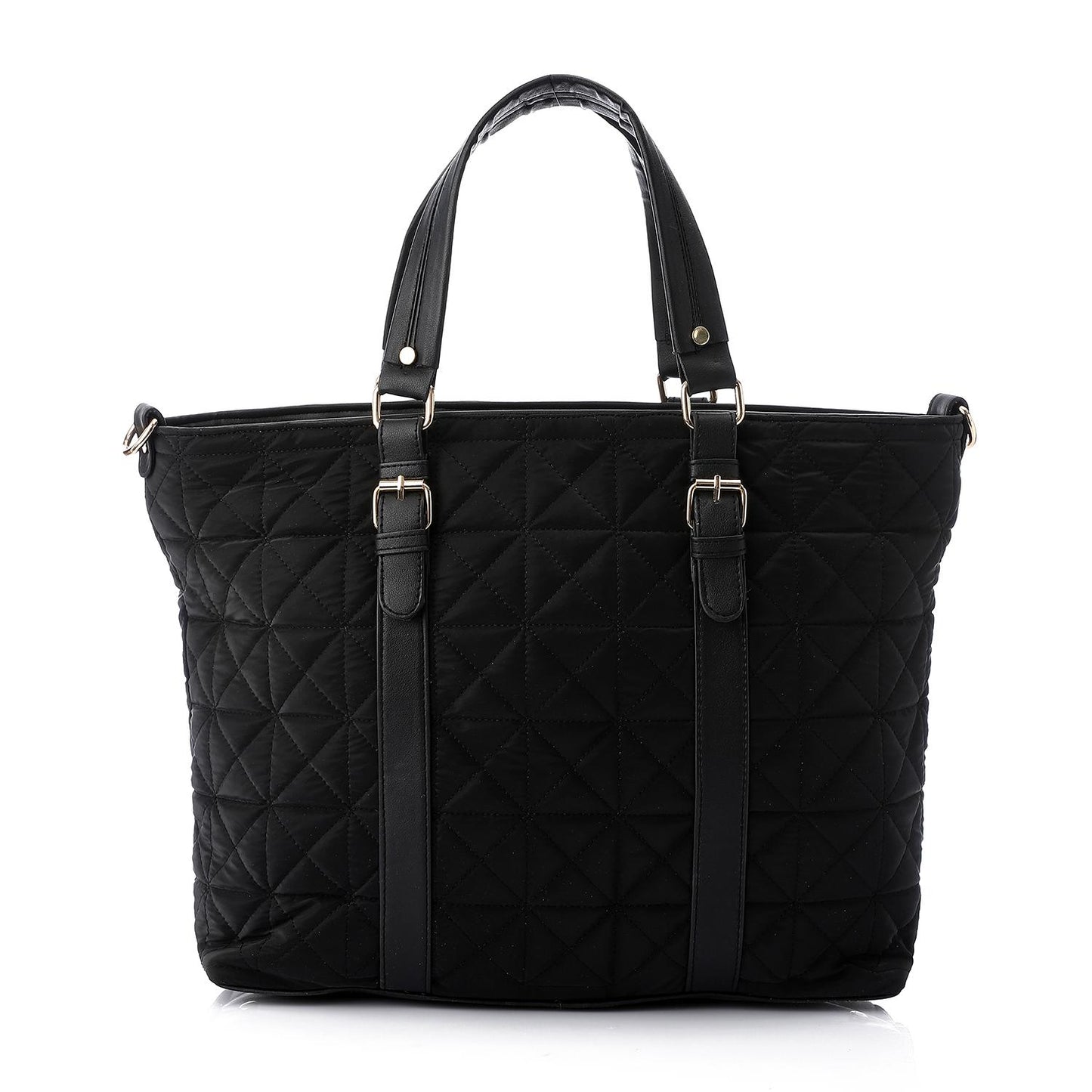 Synthetic Quilted Tote Bag - Black