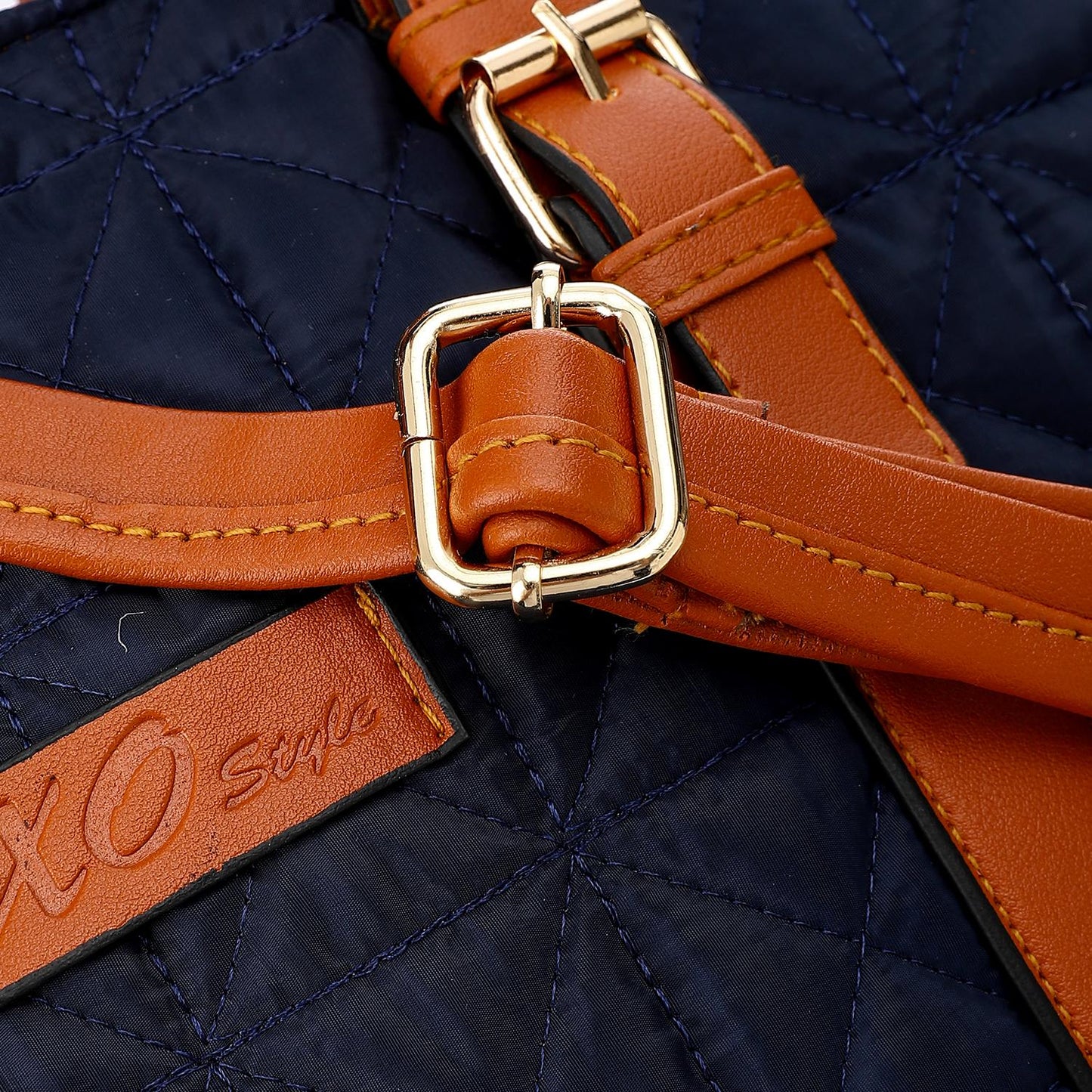 Faux Leather Tote Bag - Navy