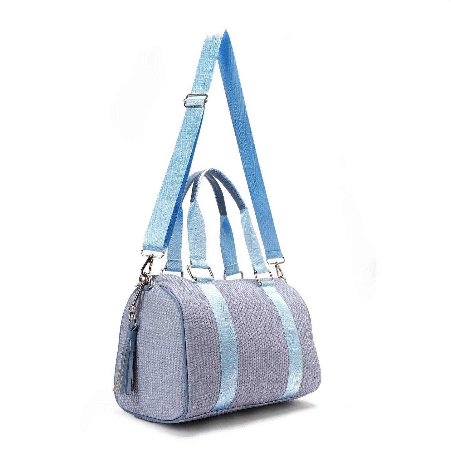 Synthetic Duffel Shoulder Bag - Blue