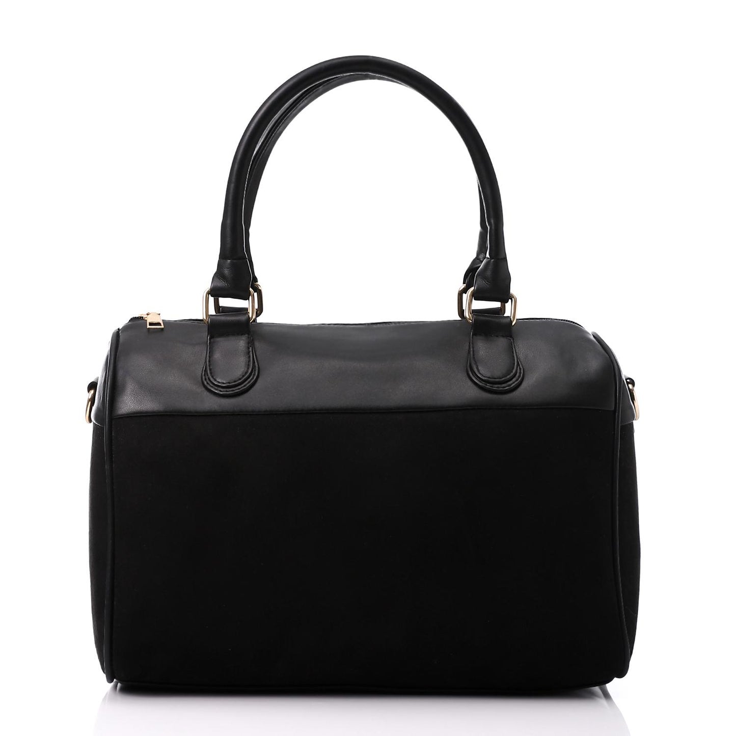 Faux Leather Suede Hand Bag - Black
