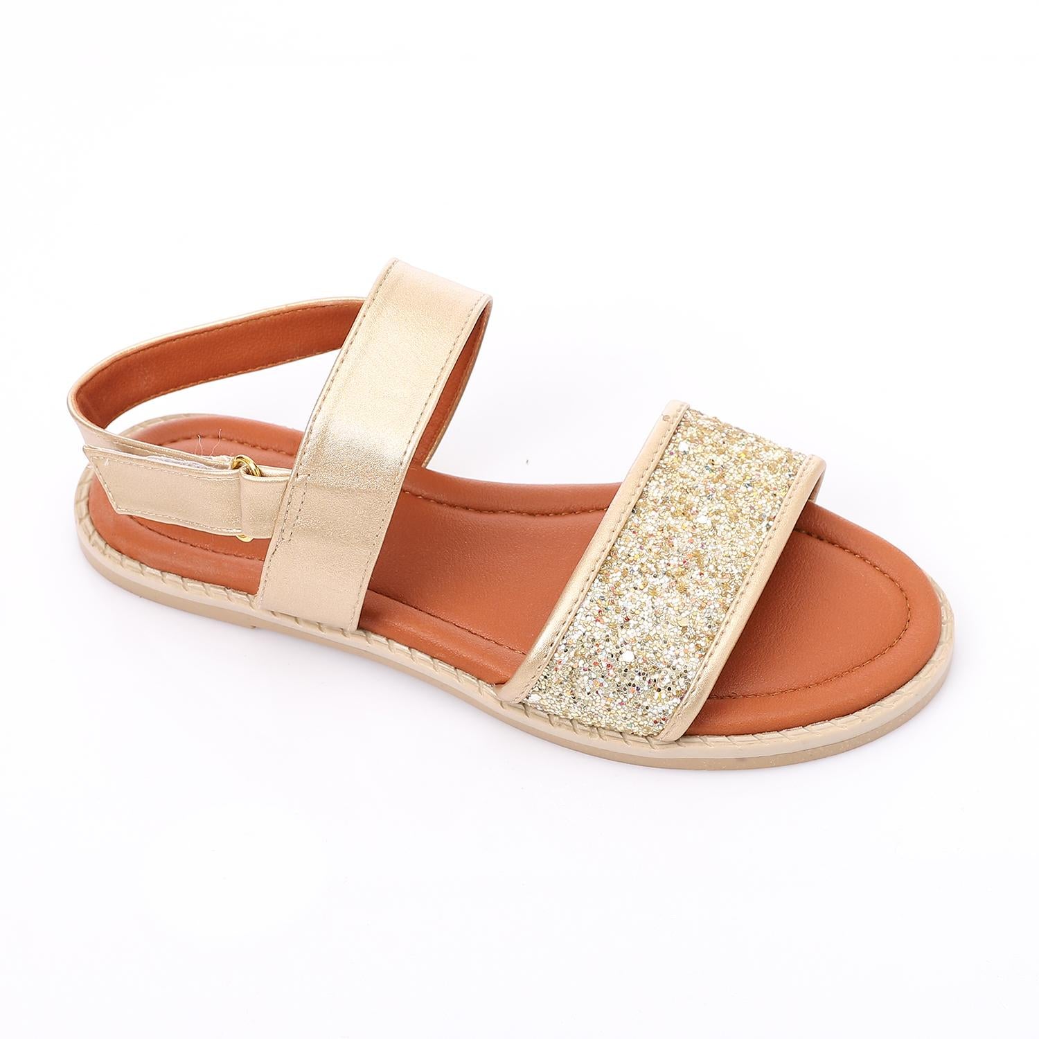 Glitter Adjustable Strap Sandals – Gold