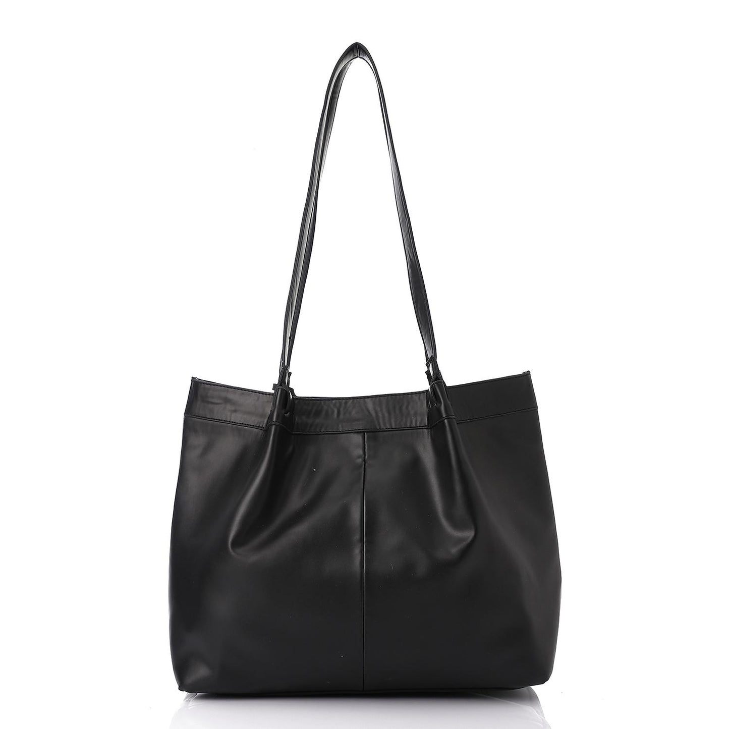 Faux Leather Shoulder Bag - Black