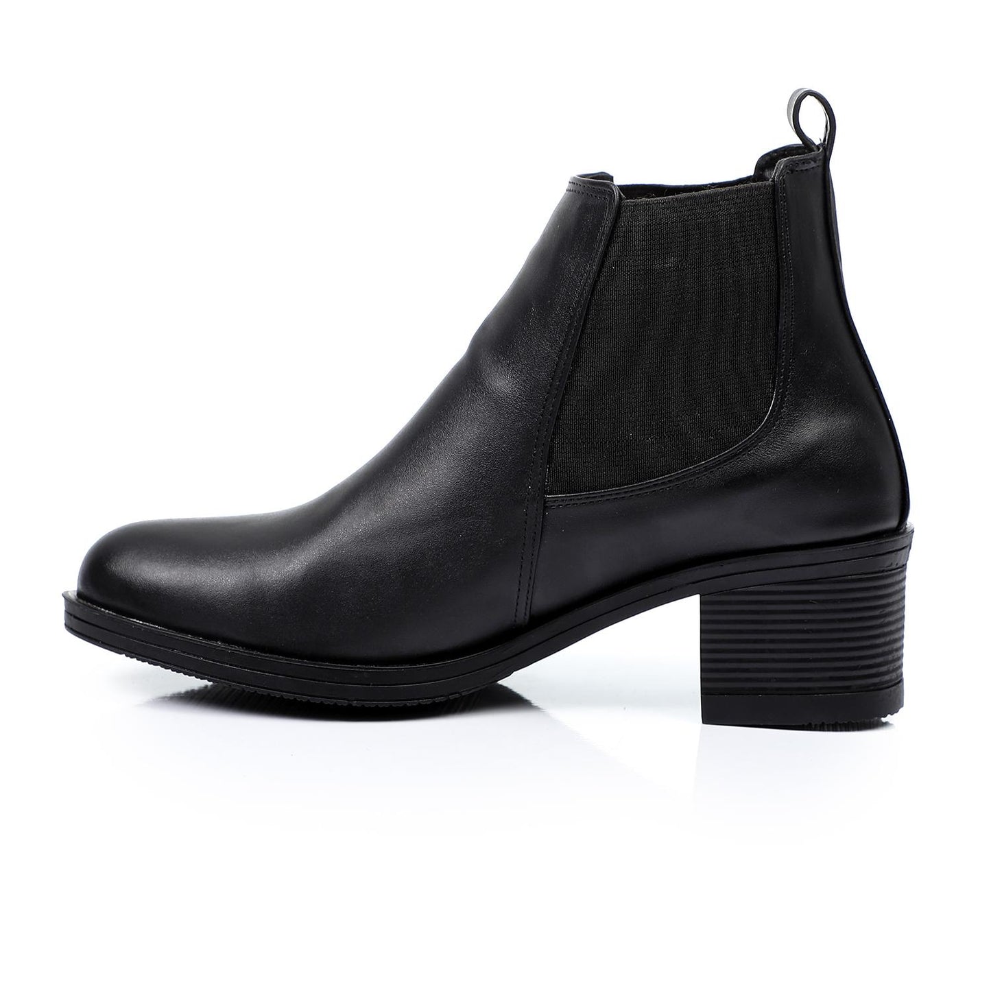 Faux Leather Block Heels Chelsea Boots - Black