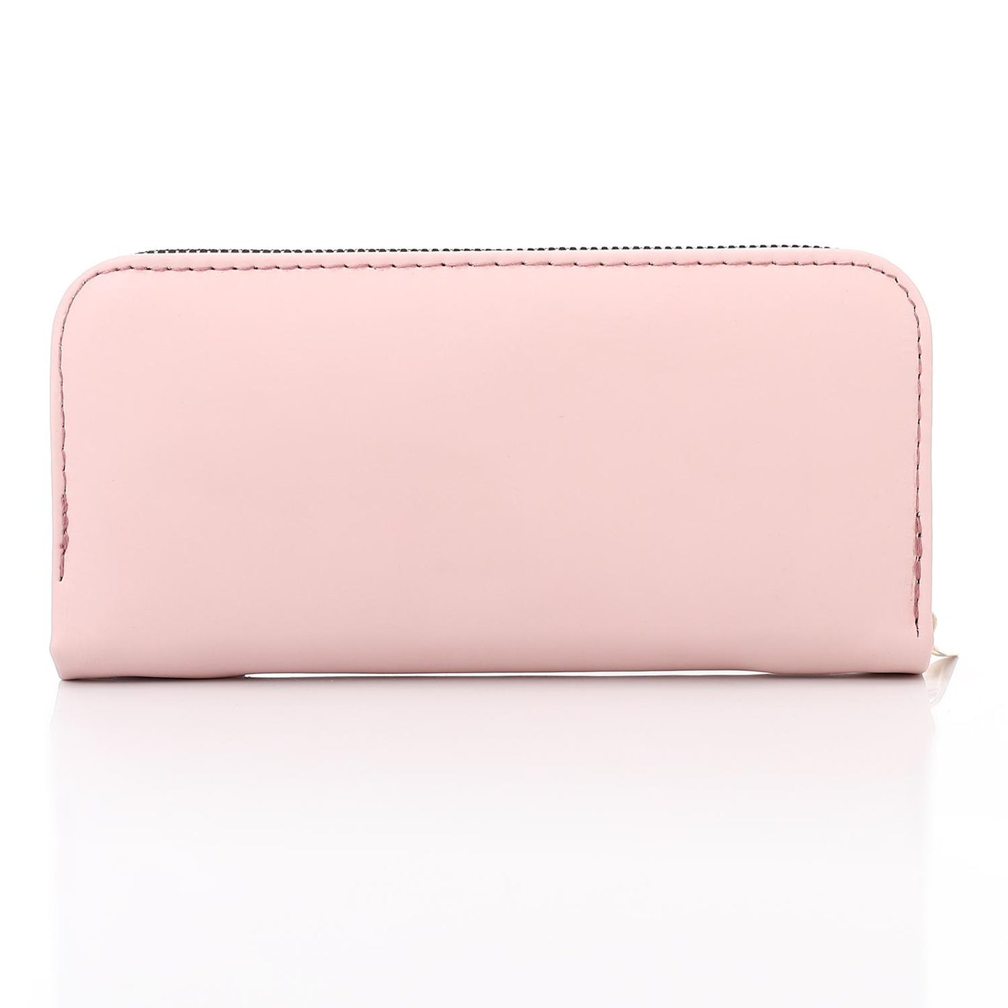 Synthetic Leather Zipped Wallet - Rose