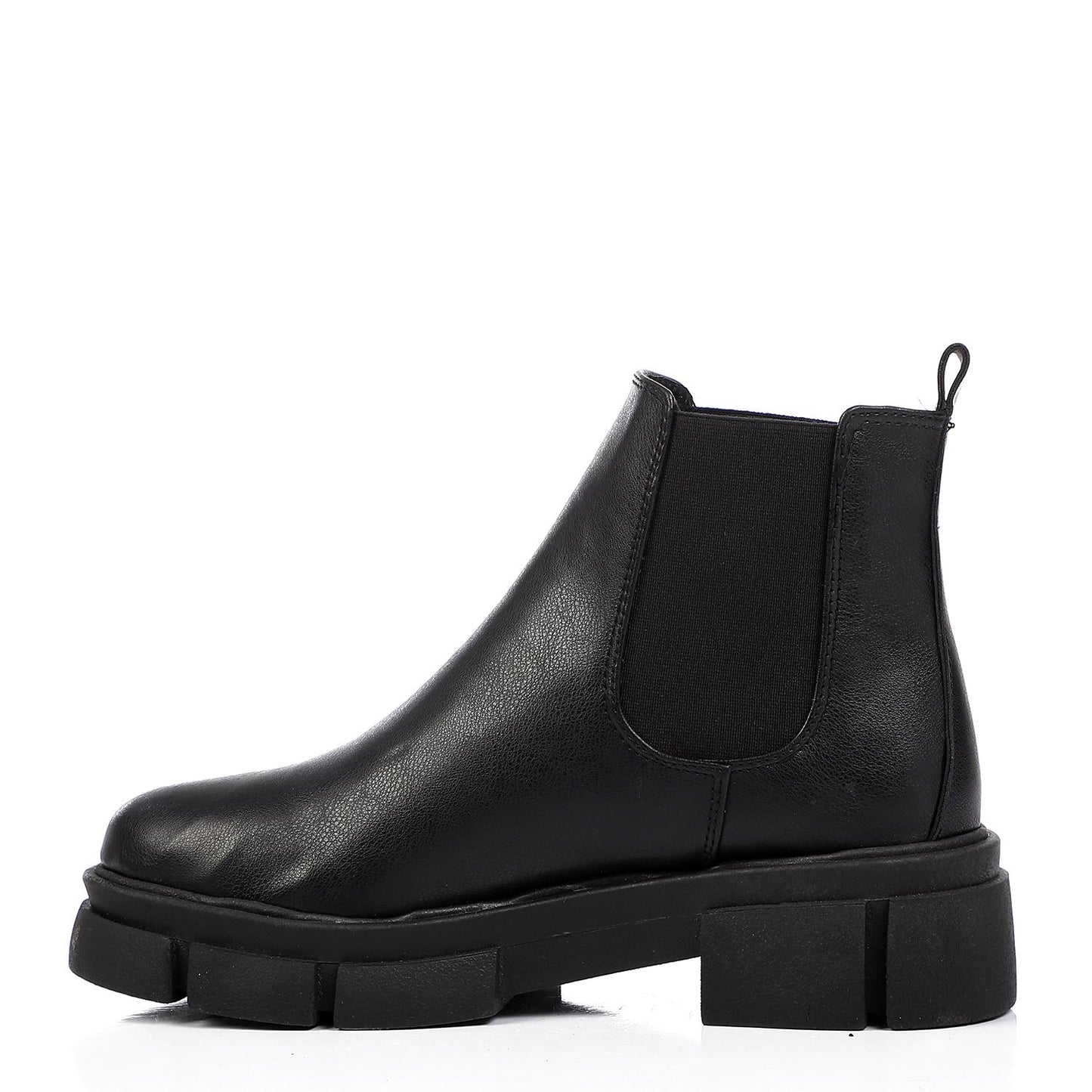 Faux Leather Ankle Boot - Black