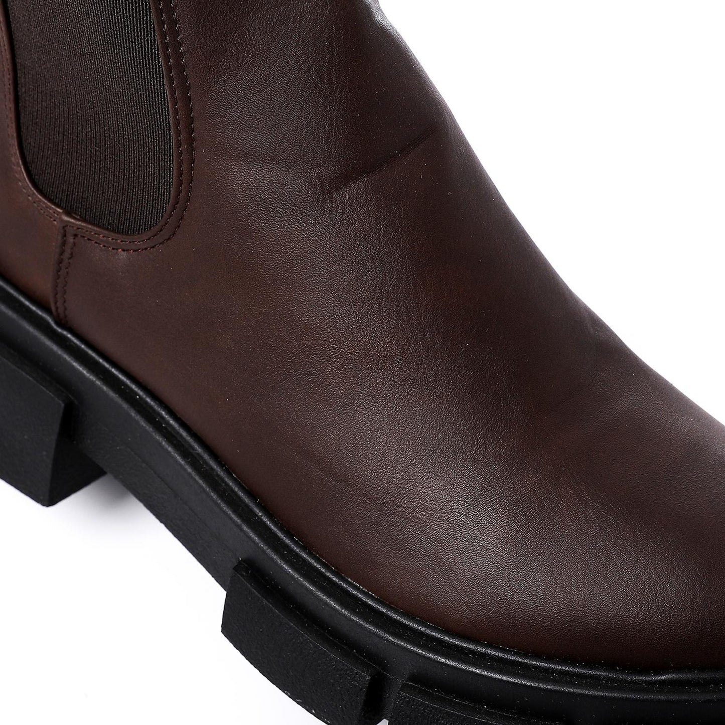 Faux Leather Ankle Boot - Dark Brown