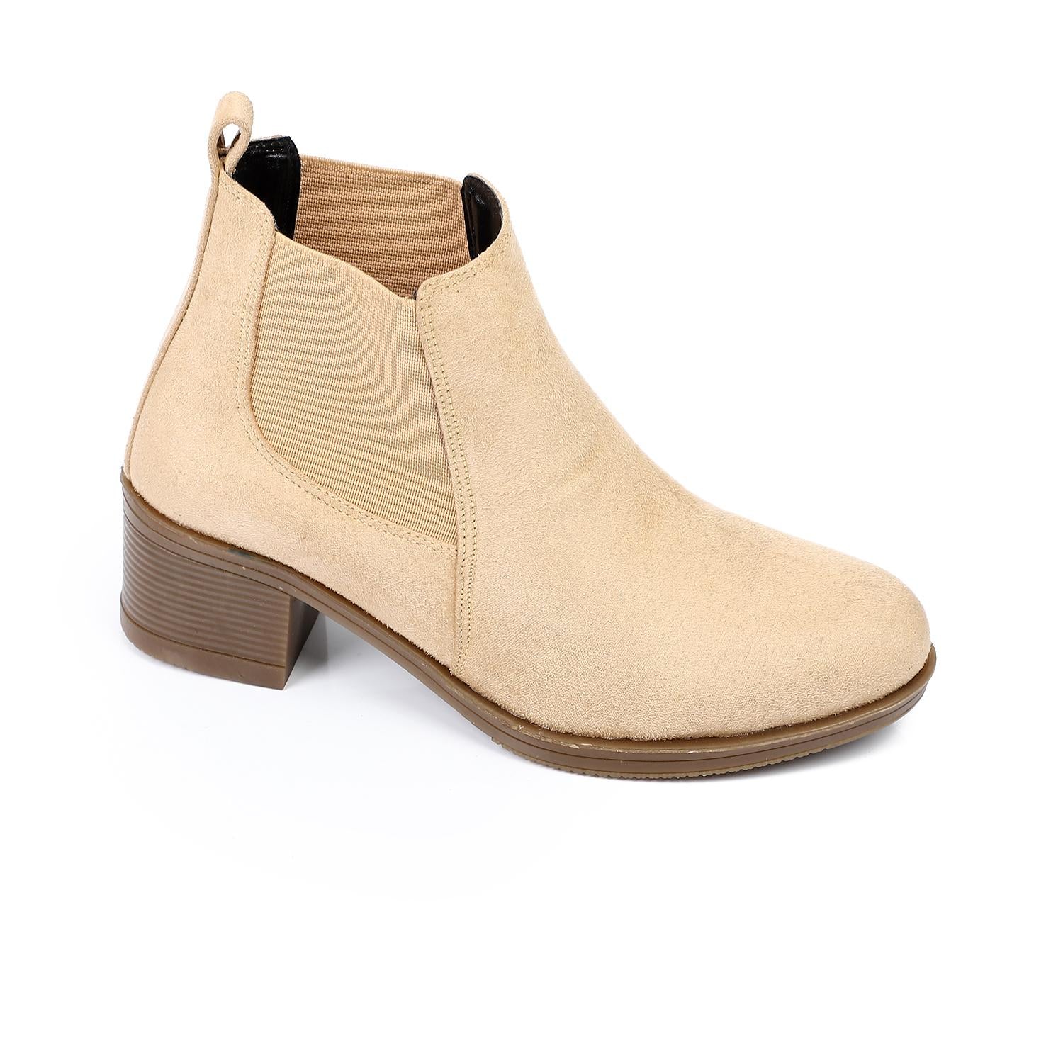 Leather Ankle Boot - Beige