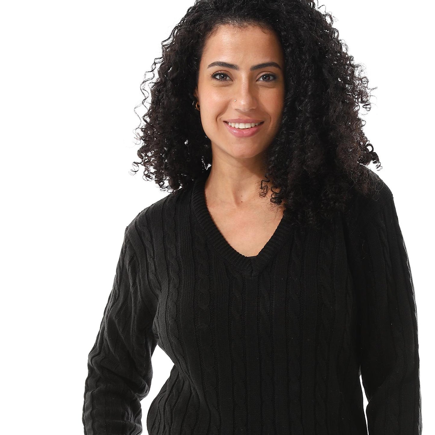 Wool Oversized Pullover Top - Black