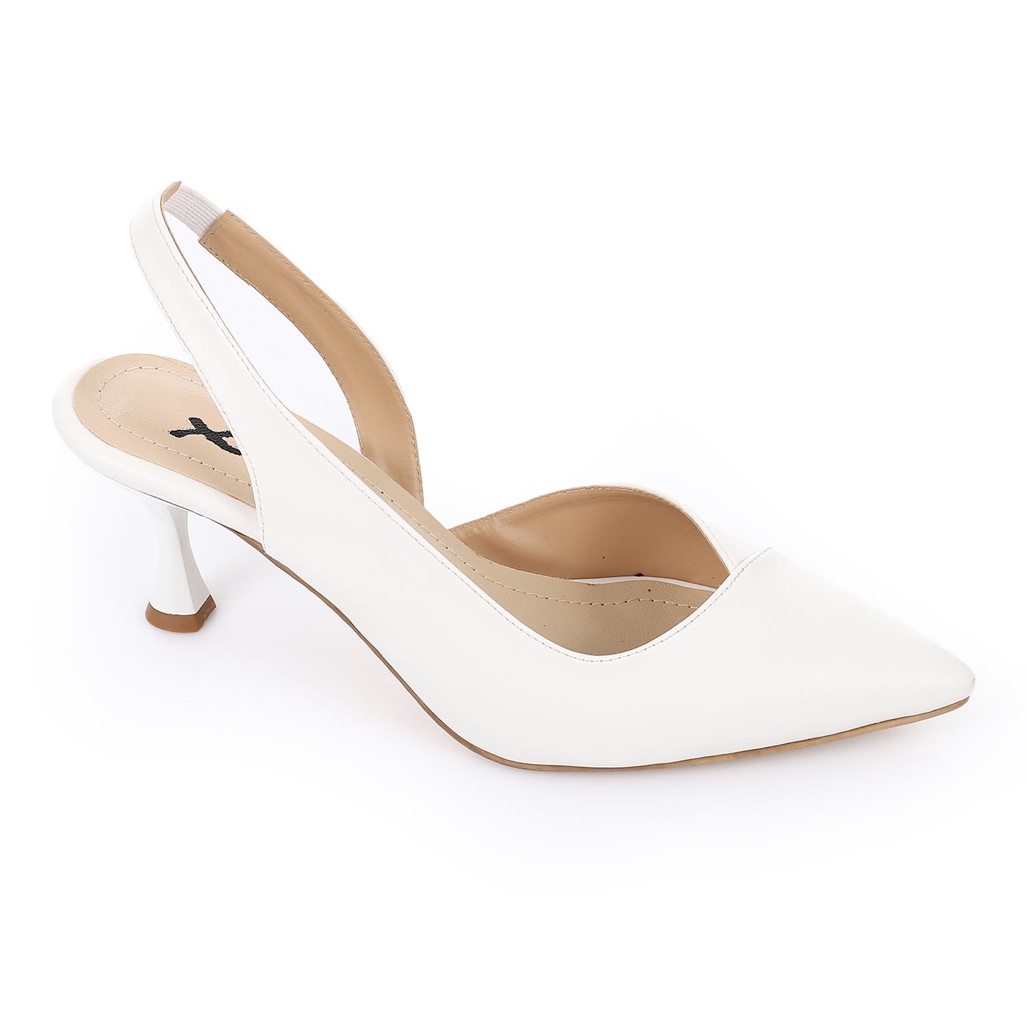 Leather Pointed-Toe Slingback Heels - White