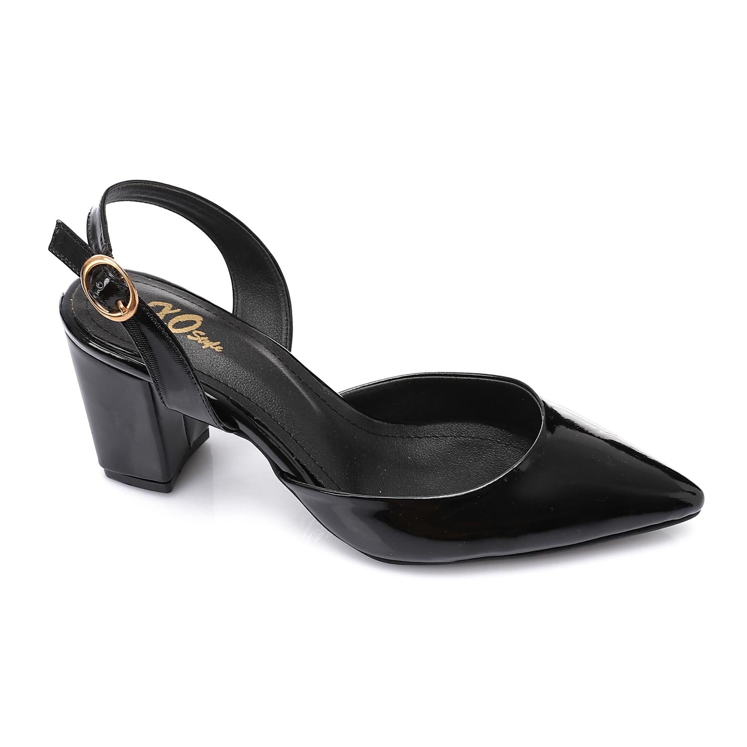 Patent Leather Solid Slingback Pumps - Black
