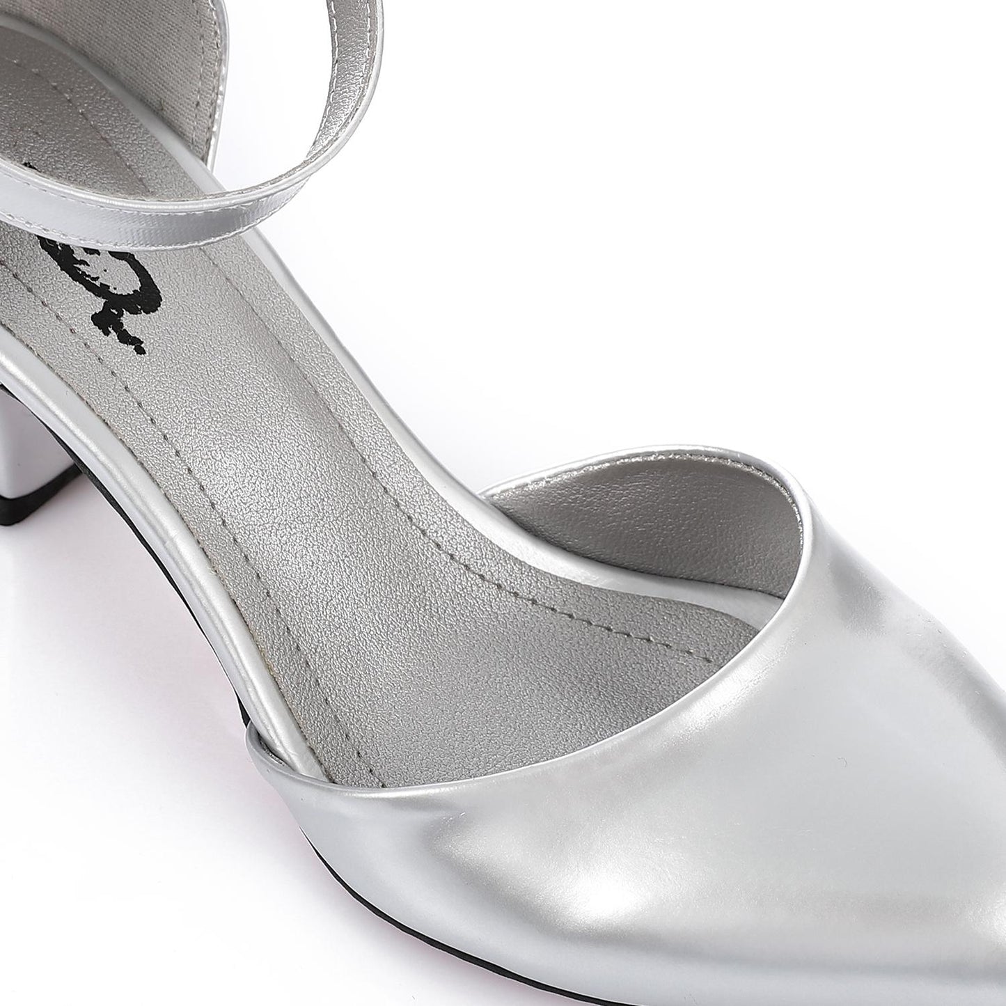 Patent Leather Heeled Shoes - Silver
