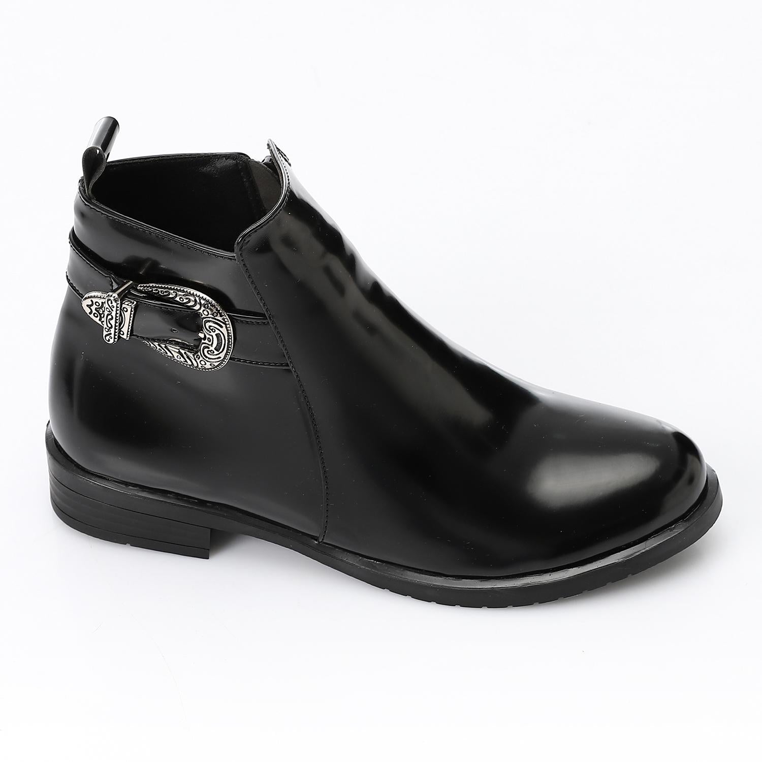 Buckle Detail Ankle Boot - Black - 1532