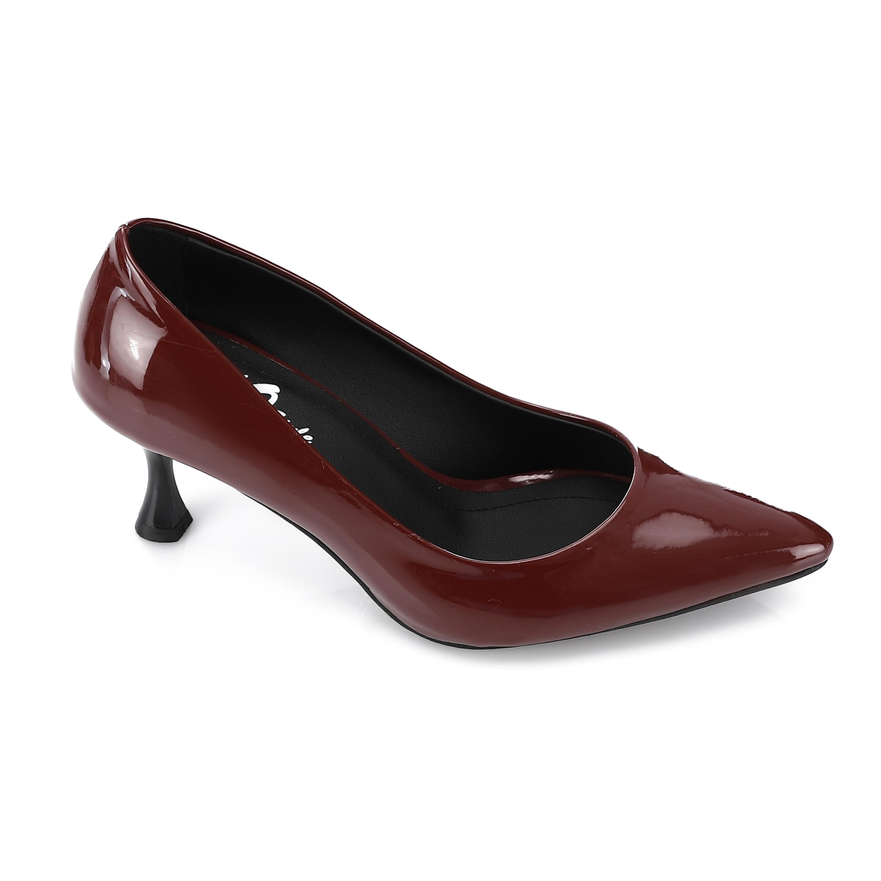 Pointed Toe High Heel Pumps - Burgundy - 1323