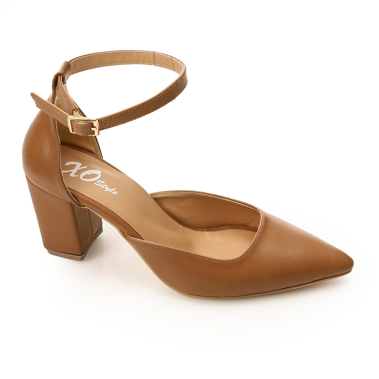 Classic Ankle Strap Pointed Heel Pumps - Coffee - 1675
