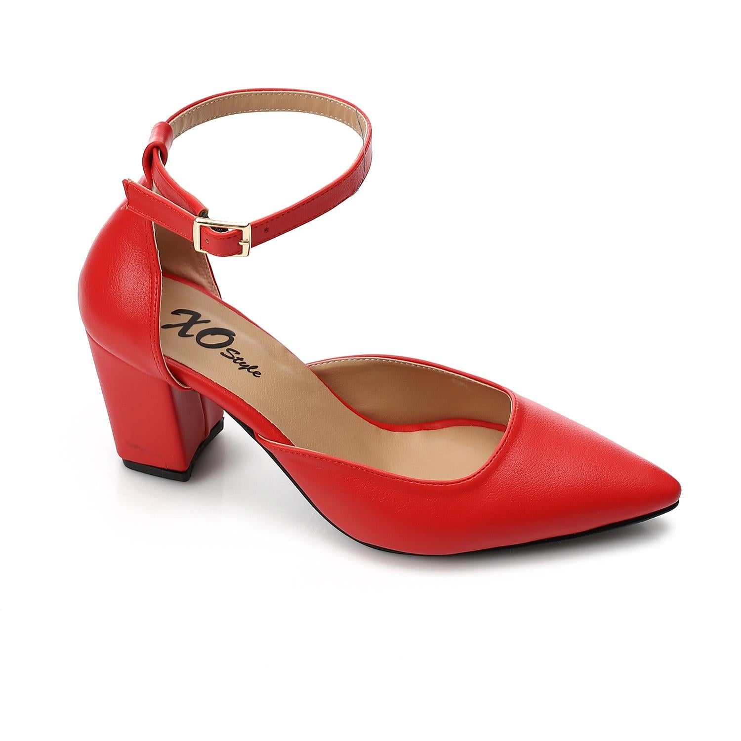 Classic Ankle Strap Pointed Heel Pumps - Red - 1675