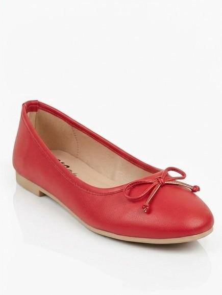 Bow Detail Ballet Flat Leather Shoe – Red