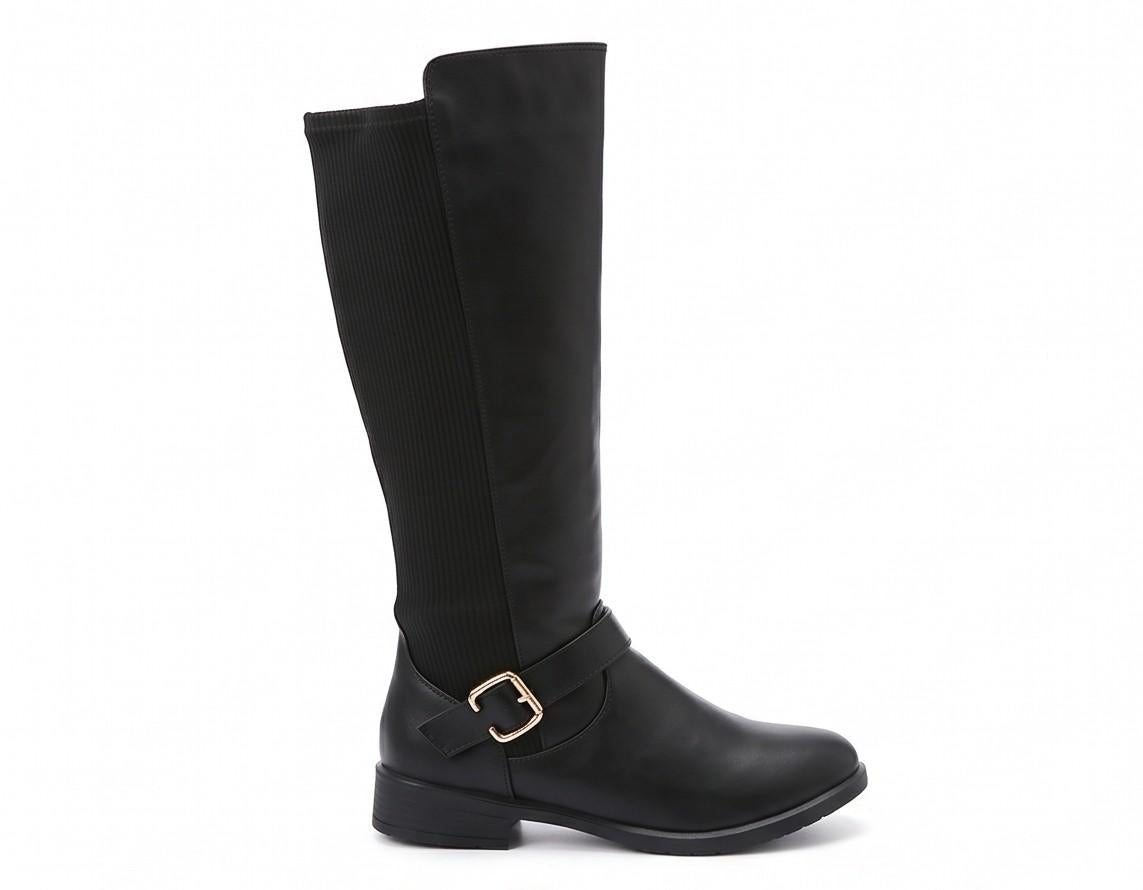 Buckle Detail Knee-High Boots – Black