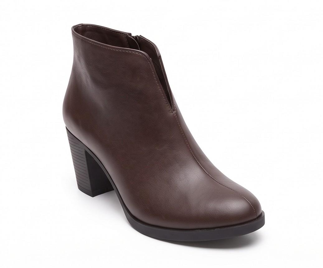 Block Heel Ankle Boots – Brown