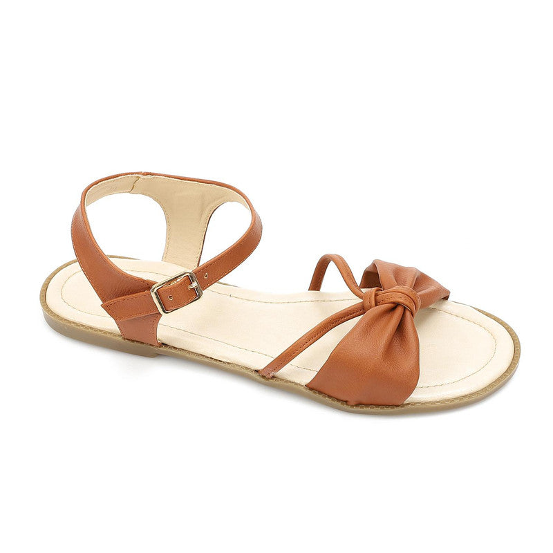 Bow Strap Elastic Comfort Sandals – Camel