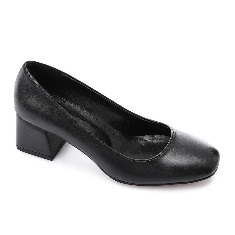 Minimal Block Heel Comfort Pumps – Black