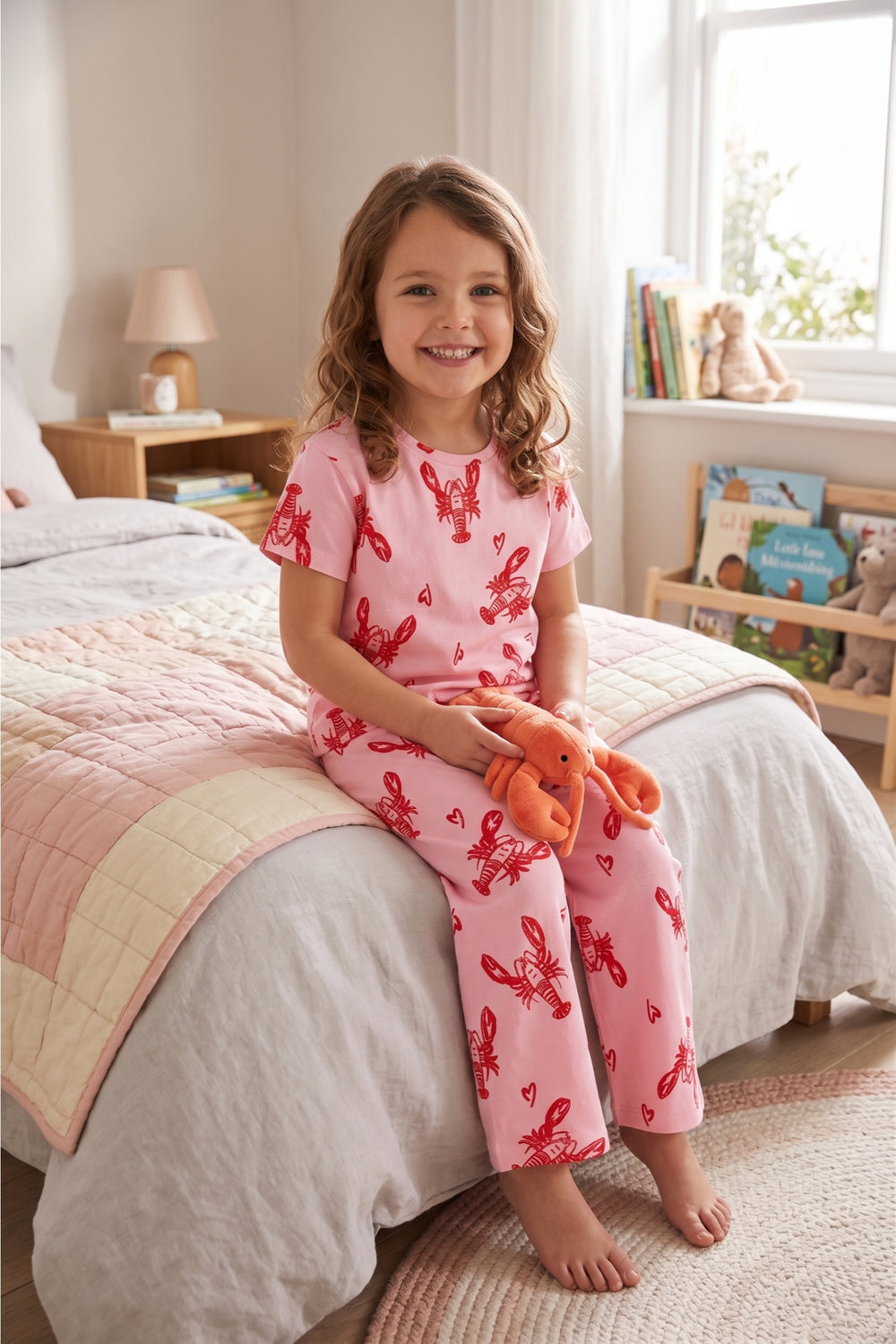 Lobster Print Pajama Set – Light Pink