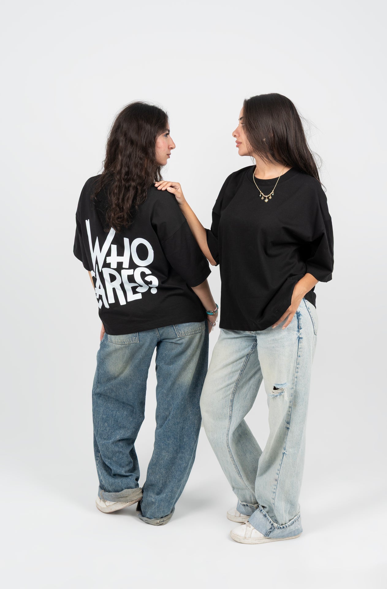 Cotton Printed Oversized T-Shirt – Black