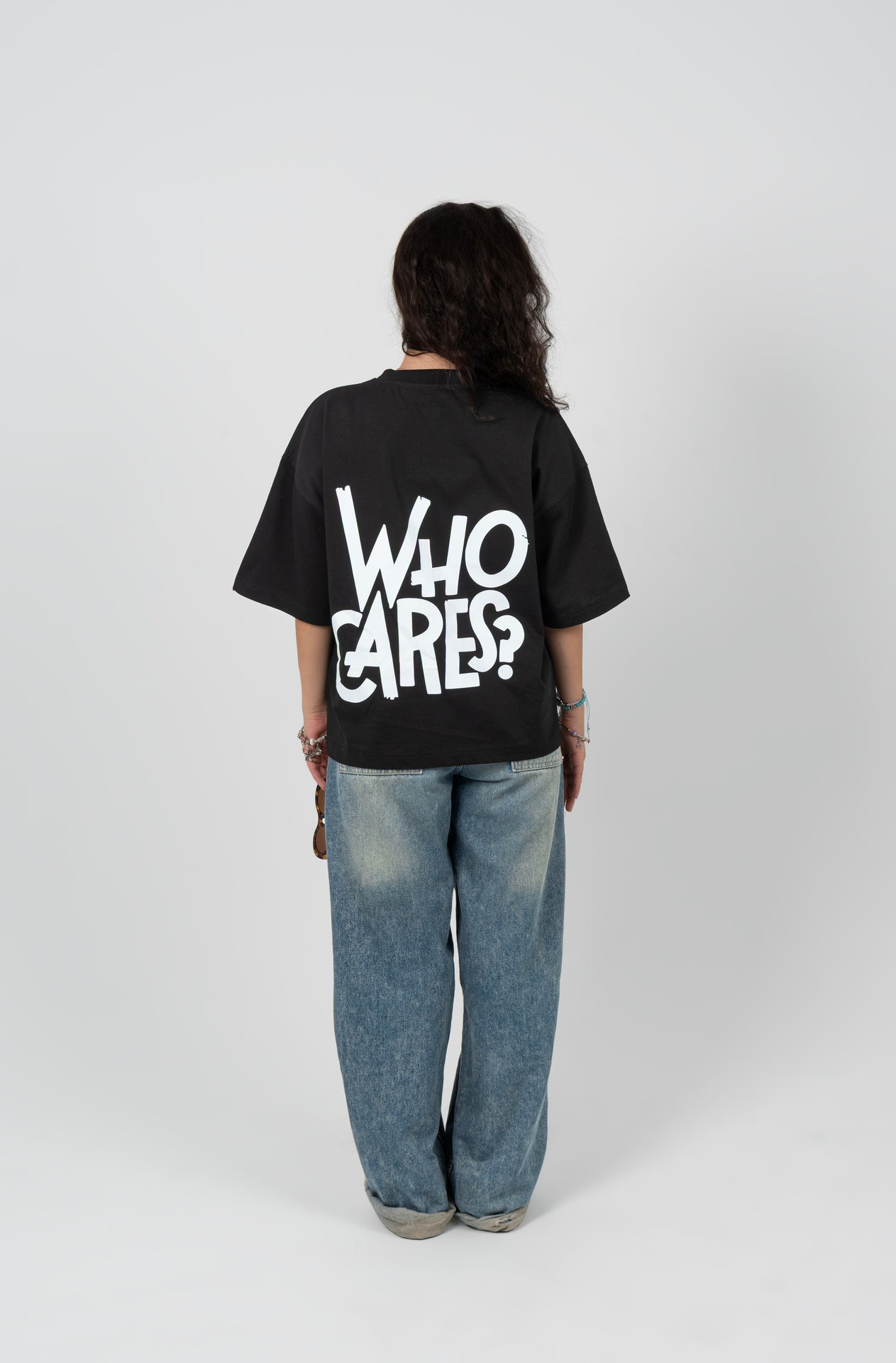 Cotton Printed Oversized T-Shirt – Black