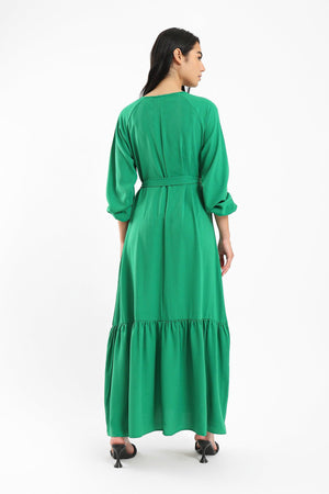Lantern Sleeves Ruffle Hem Dress - Clue Wear