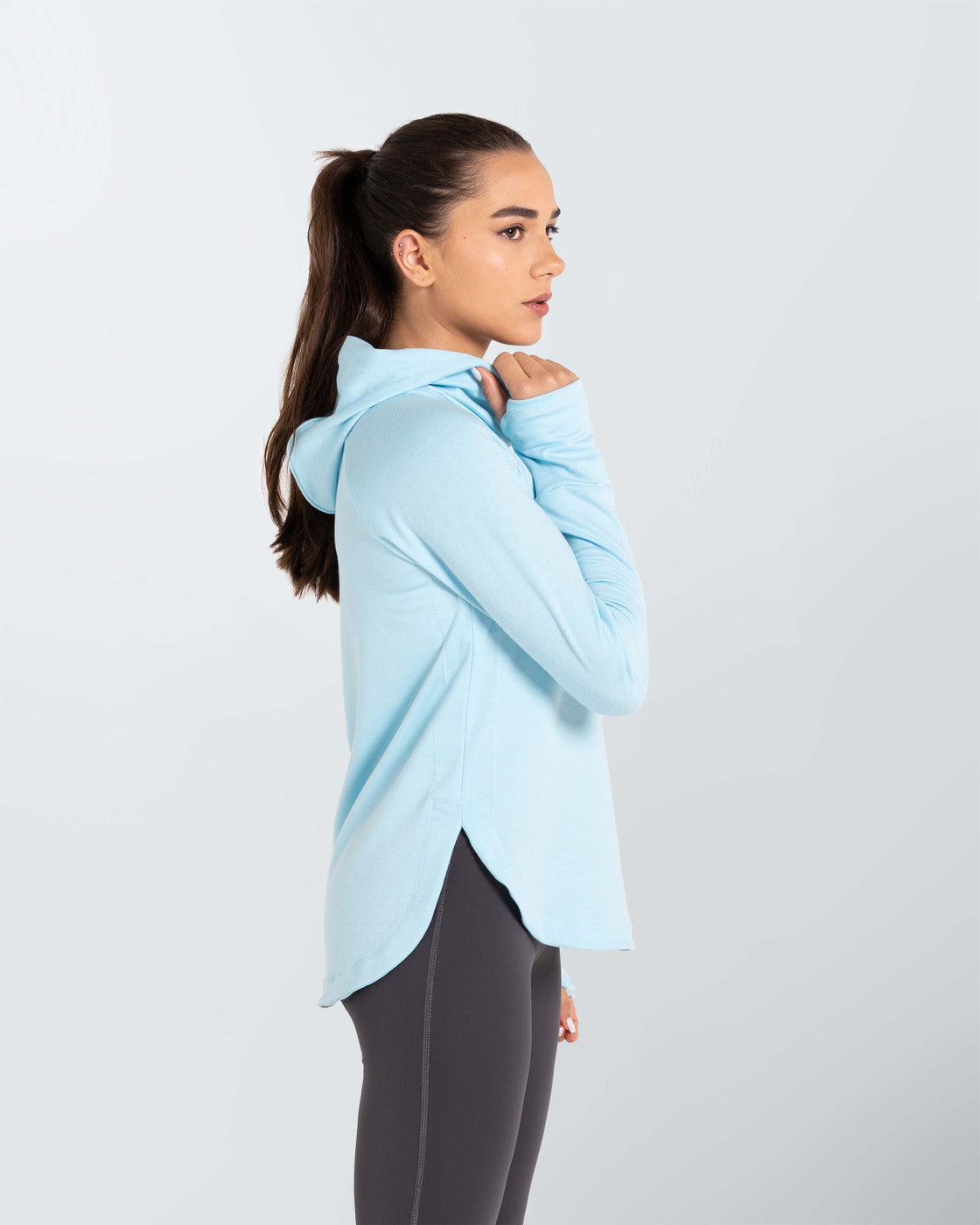 Lycra Long Sleeve Cloud Hoodie - Ice-Blue