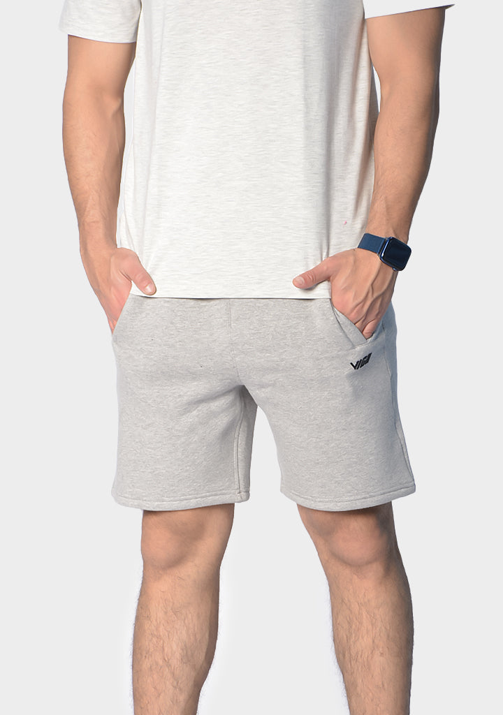 Cotton-Lycra Brushed Winter Sweat Shorts – Light Grey