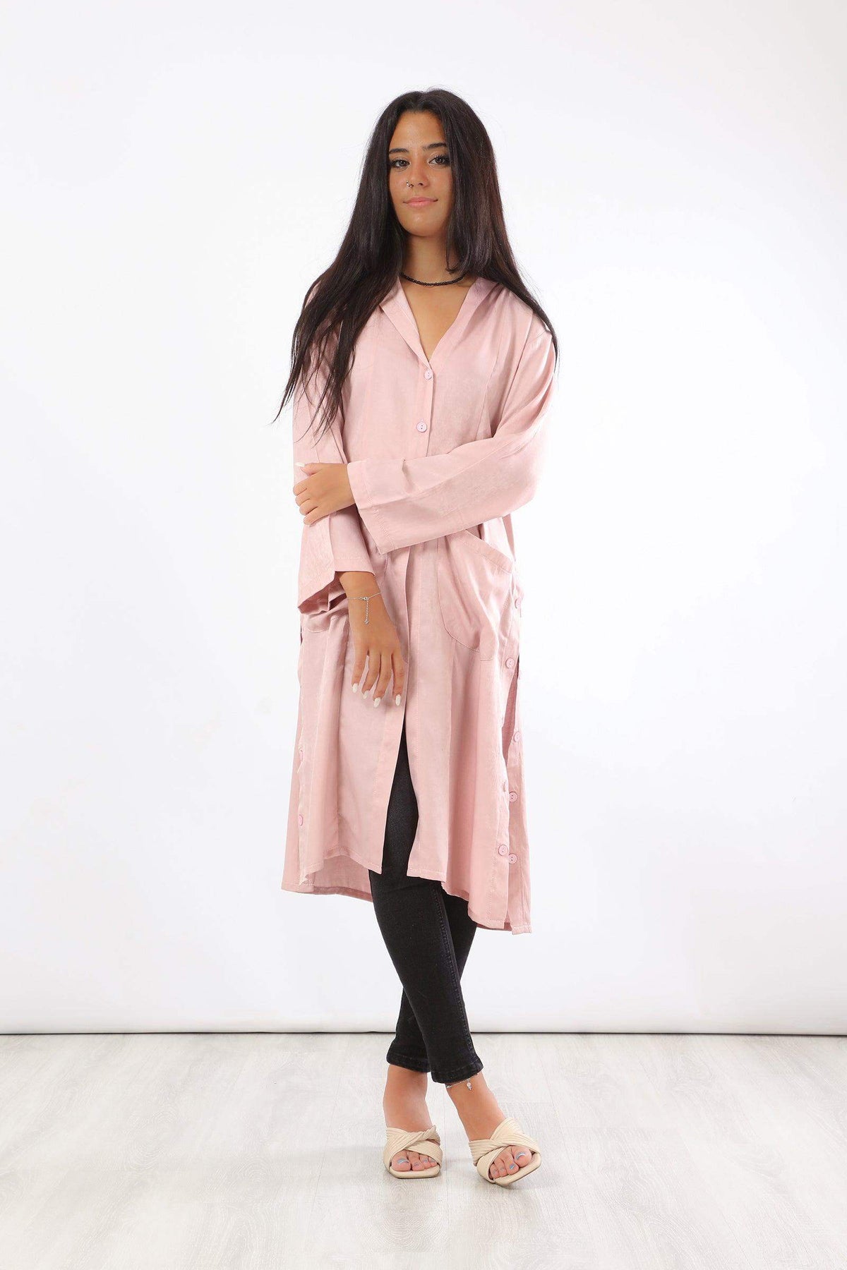 Long Sleeve Button Down Tunic Shirt - Carina - كارينا