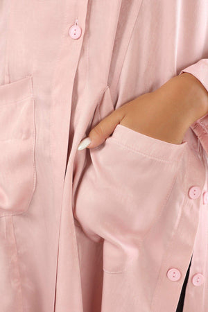 Long Sleeve Button Down Tunic Shirt - Carina - كارينا