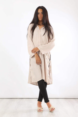 Long Sleeve Button Down Tunic Shirt - Carina - كارينا