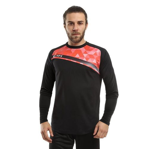 Dry Fit Graphic Long Sleeve Sports T-Shirt – Black