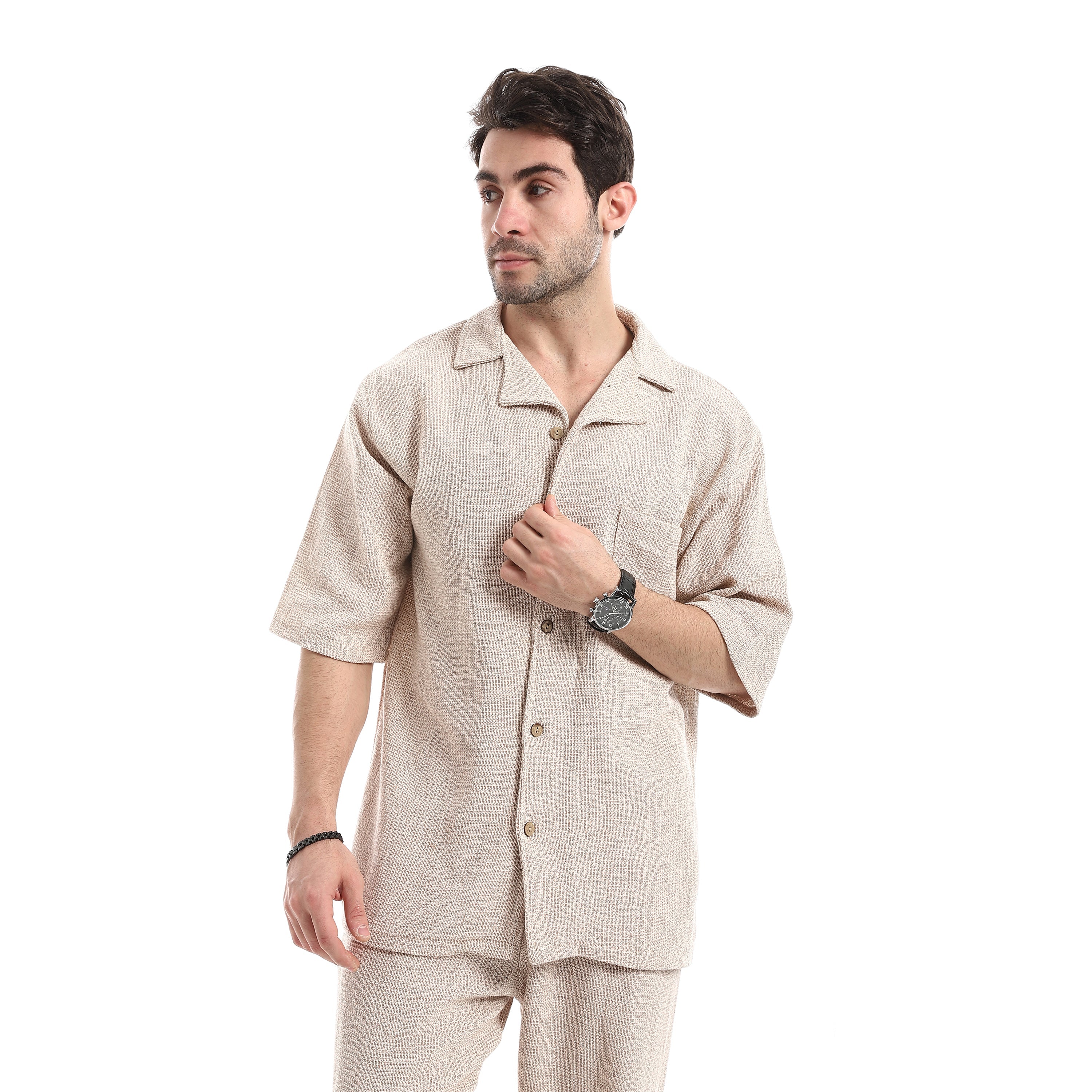 Relaxed Fit Plain Casual Shirt - Camel