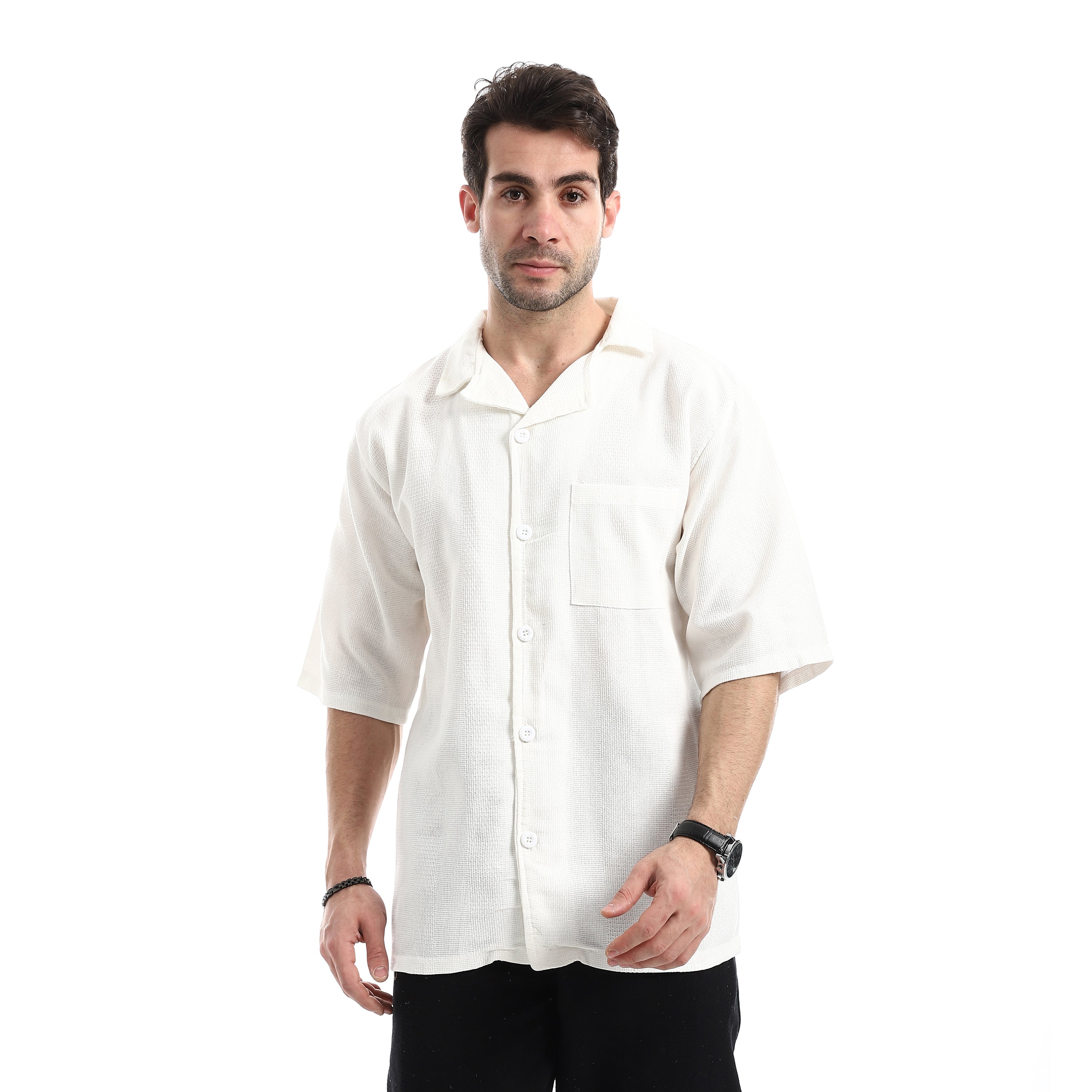 Relaxed Fit Breezy Plain Shirt - White