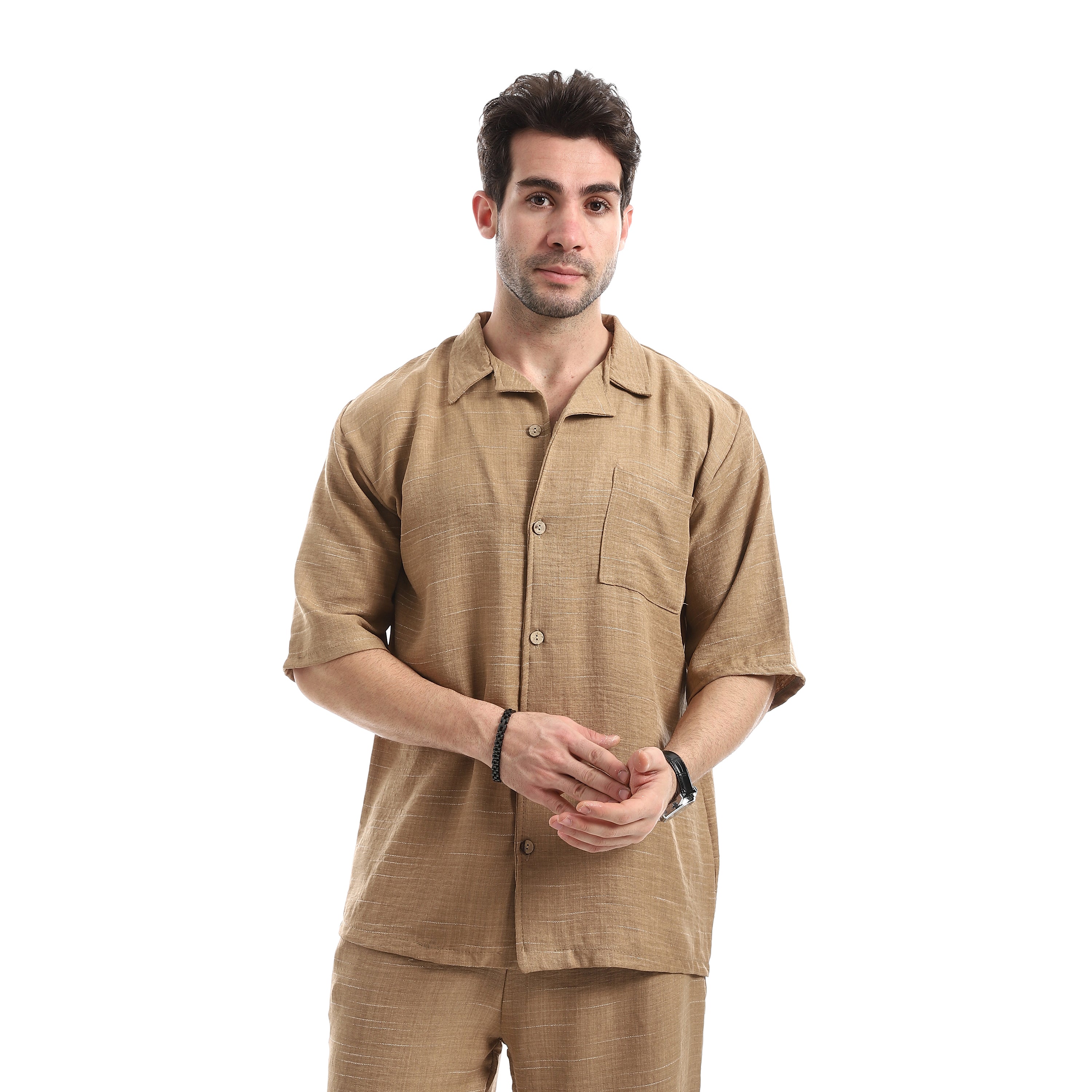 Short Sleeves Casual Shirt - Camel