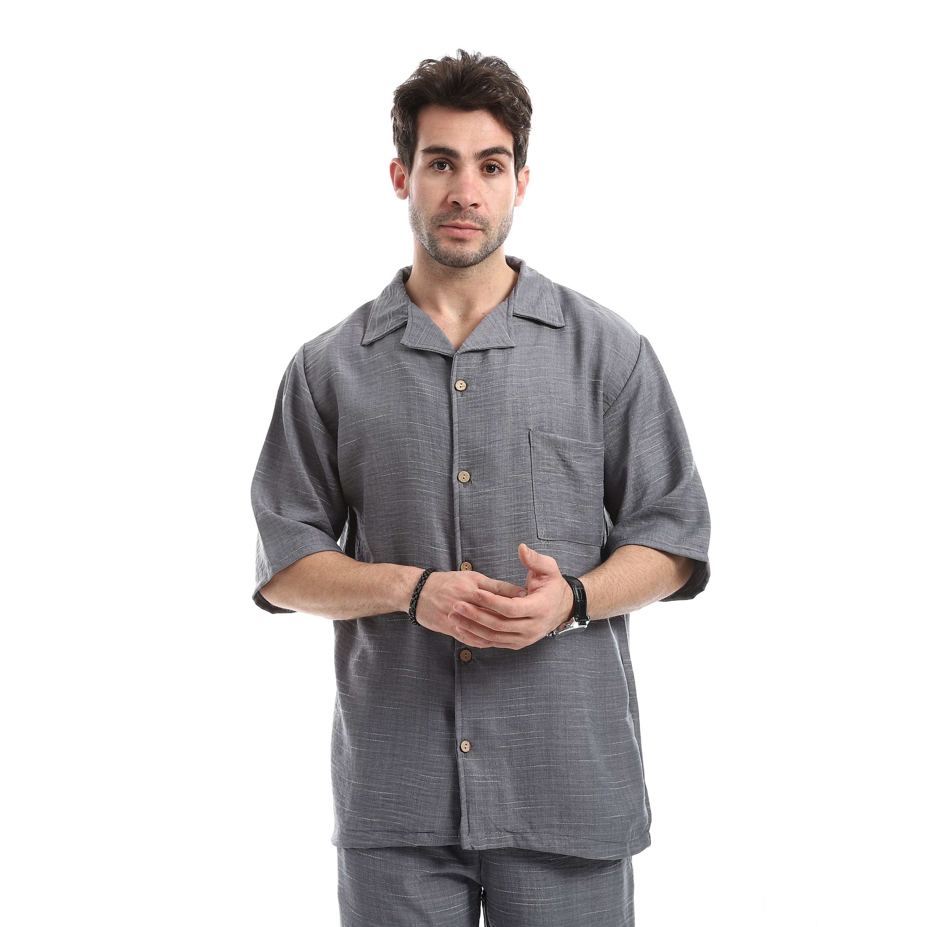 Short Sleeves Casual Shirt - Grey