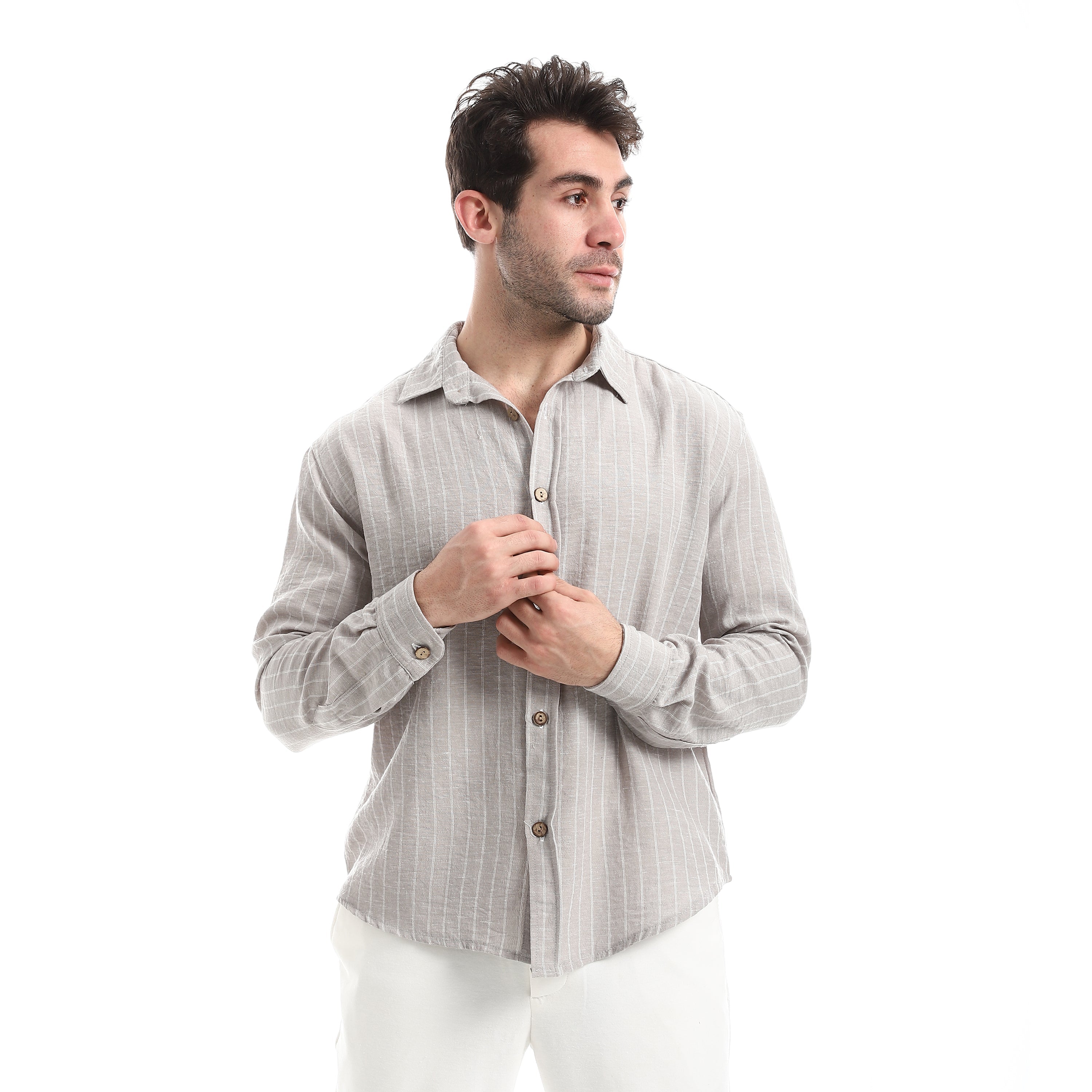 Lightweight Striped Shirt - Grey & White