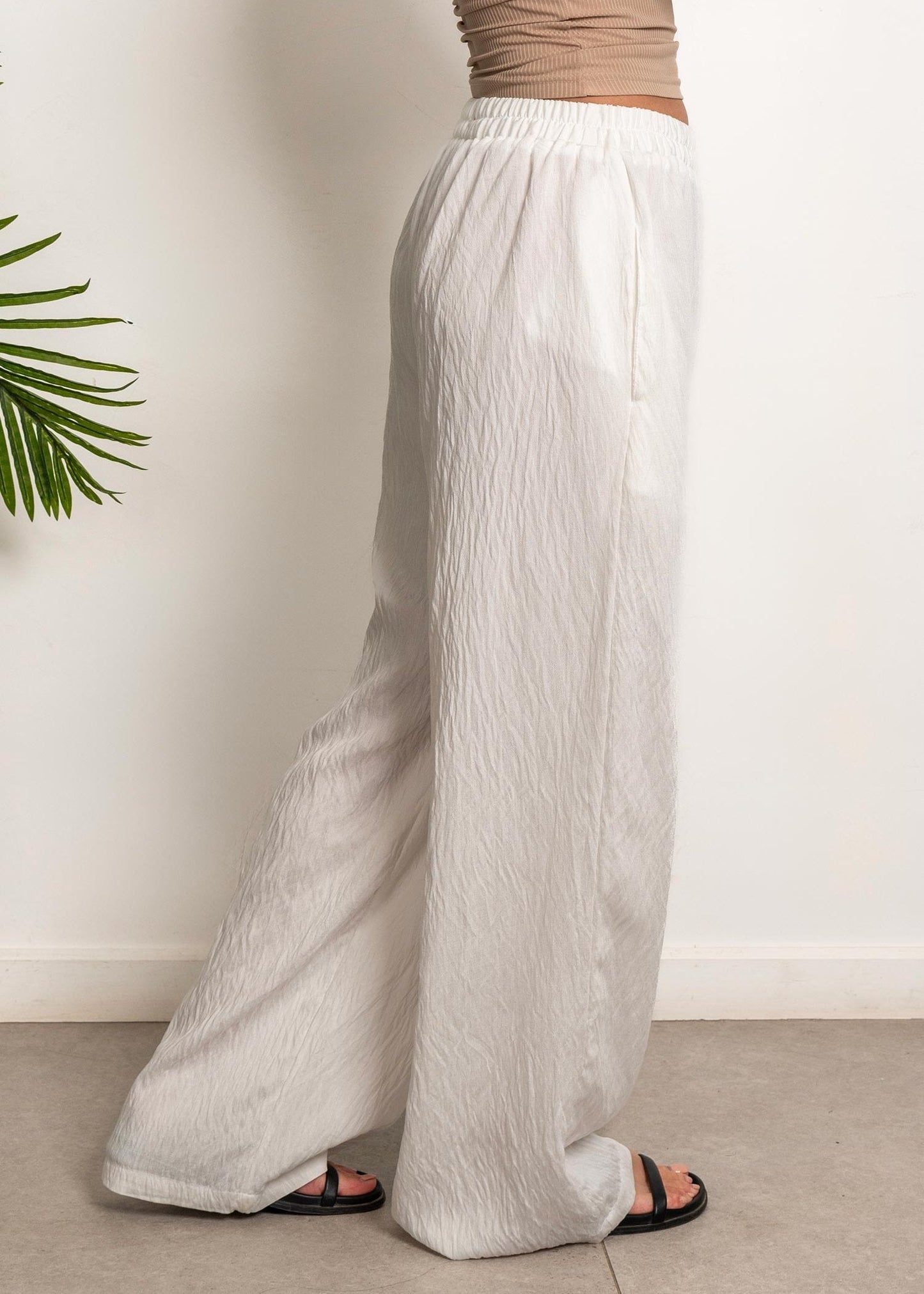 Wide-Leg Linen Pants - White