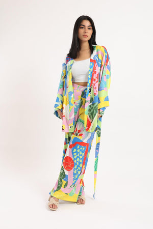 Multicolored Pattern Kimono - Clue Wear