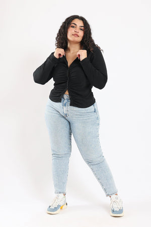Plain Front Ruffled Shirt - Clue Wear