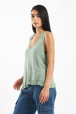 Plunge Neck Sleeveless Top - Clue Wear