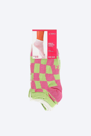 Printed Ankle Length Socks - 3 Pairs - Carina - كارينا