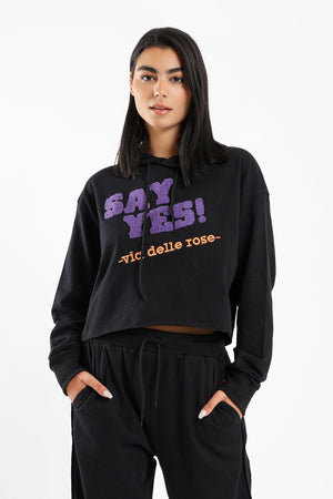 Printed Cropped Sweatshirt - Clue Wear