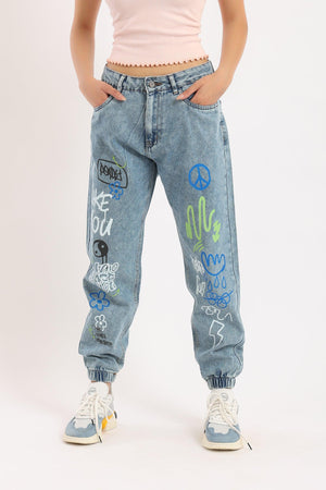 Printed Joggers Jeans - Clue Wear
