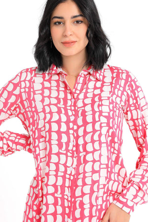 Printed Pattern Shirt Dress - Carina - كارينا