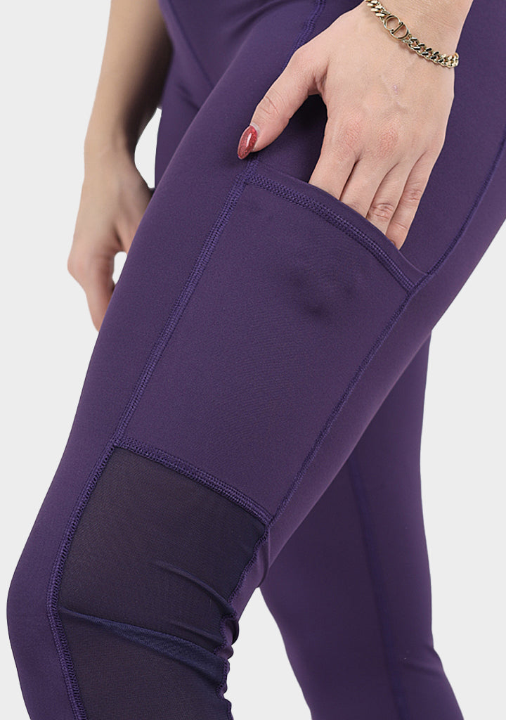 Poly-Spandex High-Waist Sports Leggings – Purple